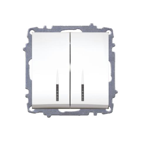 Изображение ZENA модуль белый Выключатель 2 кл с подсветкой